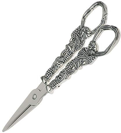 Traubenschere 16 cm mit Traubendekor - versilberte Obstschere, glatt poliert & anlaufgeschützt, edles Servierbesteck für Käseplatte, Dessert, Weinabend & Geschenkidee