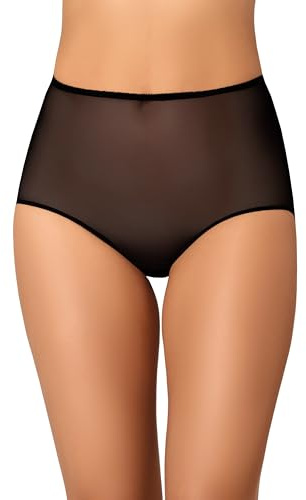 Teyli Slip Femme en Maille Transparente – Bikinis et Slips Taille Haute pour Femmes – Slip Taille Haute Femme avec Doublure en Coton. Noir XXL