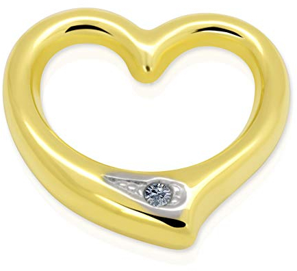 unbekannt Anhänger Herz Gold 585 Diamant 0,005 ct Swinging Heart 14 Karat Gelbgold Brillant Kettenanhänger Ketten Goldschmuck