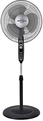 Orbegozo SF 3347, Ventilador de pie, 3 velocidades de ventilacion, 50 W, temporizador de dos horas, función oscilación, altura regulable, 3 aspas de 40 cm, color negro
