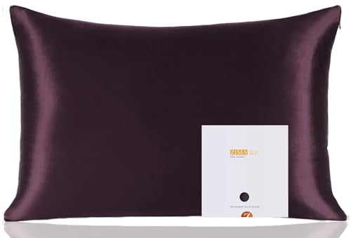 ZIMASILK Kissenbezug aus 100% Maulbeerseide für Haar und Haut, beide Seiten, 19 Momme Seide, 1 Stück (Standard 50 x 75 cm, Aubergine-Violett)