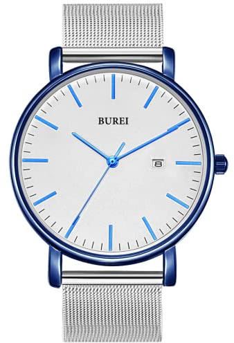 BUREI Ultra Dünne Uhren Herren Analoges Datum Armbanduhr Herren mit Japanisches Quarzwerk, Geschenke für Männer