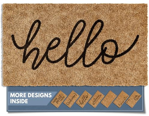 Barnyard Designs ‘Hello’ Doormat, Indoor/Outdoor Non-Slip Rug, Front Door Welcome Mat for Outside Porch Entrance, Home Entryway Farmhouse Decor, 76 x 43cm