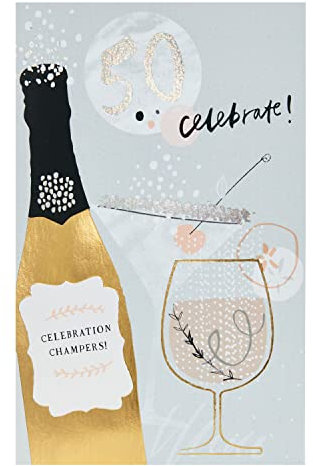 UK Greetings Geburtstagskarte zum 50. Geburtstag für Sie/Freund, Champagner-Design