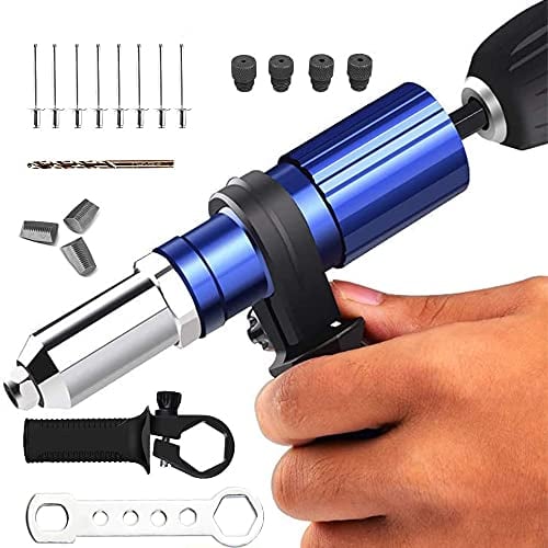 ASNOMY Adaptador de Pistola de Remaches, Cabezal de Pistola de Remache Eléctrico, Herramienta de Taladro de Pistola de Remachado Inalámbrica Accesorios de Adaptador de Aleación de Aluminio