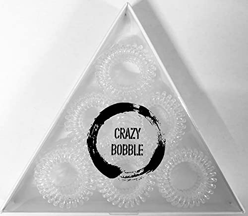 Crazy Bobble® Premium Spiralhaarbänder, Telefondraht, Pferdeschwanz-Halter, Spiralhaarbänder, transparent, 12 Stück