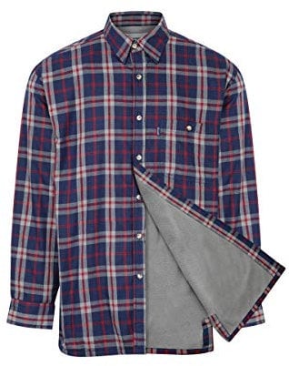 Champion Mens Stroud Country Fleece Lined Long Sleeve Shirt Blue XL