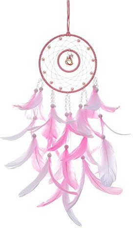 Traumfänger Dreamcatcher, Rosa Feder Traumfänger Pferd Anhänger Windspiel Mädchen Herz Haus Liebhaber Geschenk Handgemachte Hochzeit Wandbehang Accessary, Best Wish Dormitory Craft Decoration