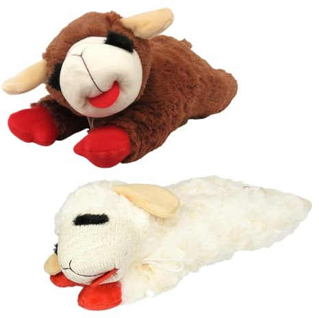HDP MultiPet Lambchop Brown 10 with Squeaker Color:White/Brown Set