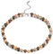 Bulinlin Damen Silber Muschel Perlenkette Boho Statement Strang Perlen Choker Halskette Modeschmuck Geschenke für Frauen(8mm Brown)