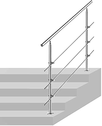 Gimisgu Edelstahl-Handlauf Geländer Treppengeländer 100CM mit 3 Querstreben Ø 42mm für Treppen Balkon Brüstung Innen & Außen