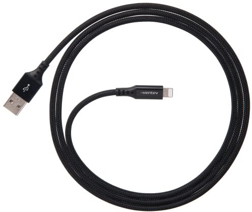 Ventev - ChargeSync Alloy USB A to Apple Lightning Cable 4ft | Fast Charging & High-Speed Data Transfer | Durable Construction | Compatible with iPhone 14/14 Pro Max/13/12/11 | MFi Certified - Black
