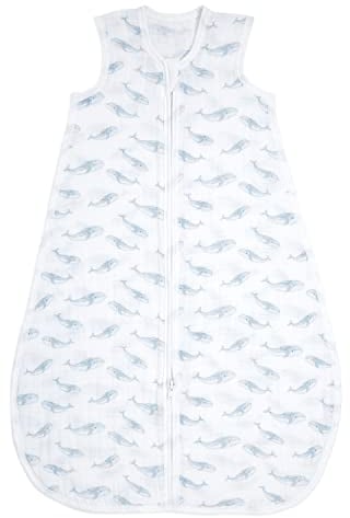 aden + anais™ Leichter Bio-Baumwoll-Musselin-Schlafsack 1,0 TOG Oceanic-Blue Whale (18-36 Monate)