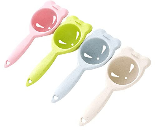 NentMent 4 Pack Egg Separator Yolk White Divider Egg Sifting Strainer Filter Wheat Straw Material Animal Style Sieve Tool for Baker Bread Cake Making Baking Cooking Kitchen Gadgets