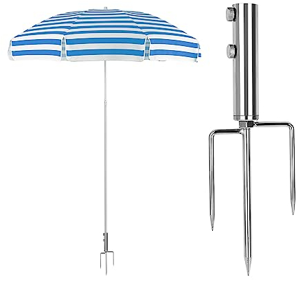 Halcyerdu Soporte de Sombrilla con Pincho, Soporte para Paraguas de Césped con Ancla, Soporte de Sombrilla Playa, Soporte de Sombrilla Extraíble para Césped, Pesca, Jardín, Playa