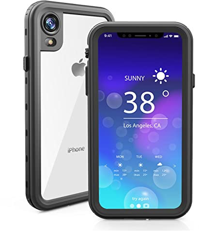 IMEIKONST iPhone XR IP68 Waterproof Case, Heavy Duty Front and Back Cover Full Body 360° Protective Shockproof Underwater Dustproof Armor Phone Case for iPhone XR 6.1. Black FS
