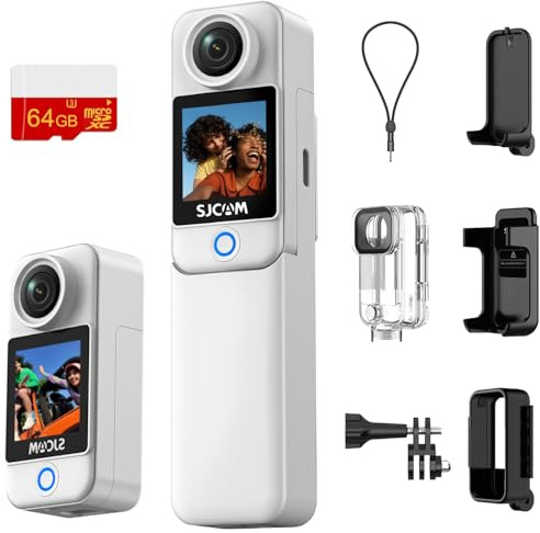 SJCAM C300 4K Pocket Action Cam,7H Long Power,Super 6-Axis Stabilization Handheld Vlog Camera,Dual-Touch Screen 154° Wide FOV Video Action Camera,30M Waterproof,portable for travel,POV,hiking,Vlogging