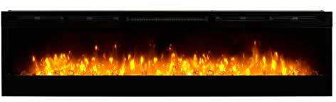 Dimplex Prism Optiflame Media Wall Fireplace, Wall Mounted or Built-In Electric Wall Fire with 1.1kW Fan Heater, Adjustable Brightness, 7 Colours, Run-Back Timer, Thermostat, 74 or 188 cm