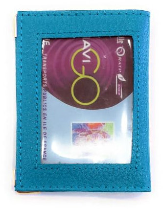 LOLUNA® Porte-Carte NAVIGO Simple 1 à 2 Carte Transparent, Compact en Cuir Existe en Plusieurs Couleur pour Homme et Femme - Ciel Turquoise