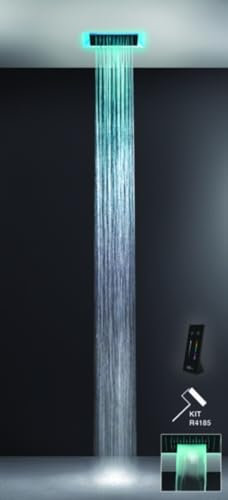 Gessi Afilo, système de douche multifonctionnel 300x300, jet de pluie, avec effet de luminothérapie, 57305279