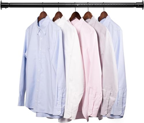 Kleiderständer Verstellbare Kleiderstange, 43-243cm Garderoben-Stange der Kleiderbügel Ausziehbare aus Edelstahl Kleiderschrank/Mattschwarz