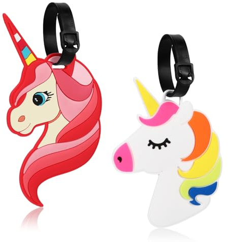 Lot de 2 Etiquette Bagage, Licorne Étiquette Valise Avion Étiquette Valise Avion Étiquette de Voyage Étiquettes Porte Adresse Porte Mignon Etiquette Bagage pour Valise, Bagages, Sacs à Dos, Voyages