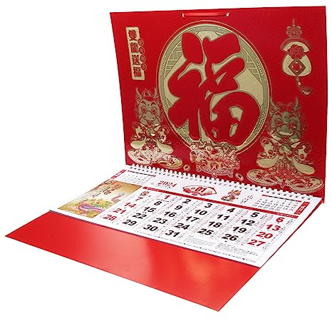 MAGICLULU 2024 Neujahrskalender Wandkalender Papierkalender Mondkalender Sicheres Material Detailliertes Design