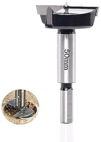 Sinoprotools HW Forstnerbohrer Ø50mm,10mm Schaft Forstner-Bits mit Rundschaft -Bohraufsätze Länge 90 mm,Zubehör Bohrmaschine für Holz Kunststoff