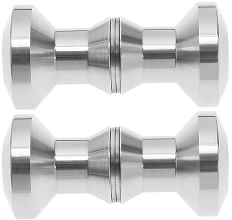 eMagTech 2 Paires Poignées de Porte en Verre en Acier Inoxydable à Double Bouton pour Porte de Douche en Forme de Champignon Quincaillerie pour Plupart des Portes en Verre, Argent