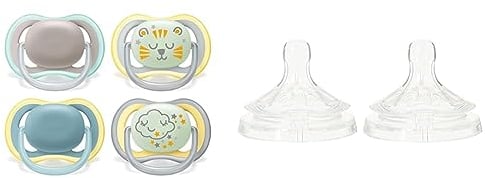 Philips Avent Ultra Air Schnuller – 4er-Pack mit leichten, atmungsaktiven, im Dunkeln leuchtenden Philips Baby-Schnullern & Avent Natural-Sauger (Modell SCF044/27)