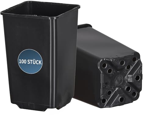 Tymar Anzuchttöpfe hoch, 100 Stück, 9x9x14, Tiefwurzlern, Pflanzentöpfe für Aussaat, für Sämlinge oder Stecklinge, Pikiertöpfe, tief Blumentopf, Kunststoff
