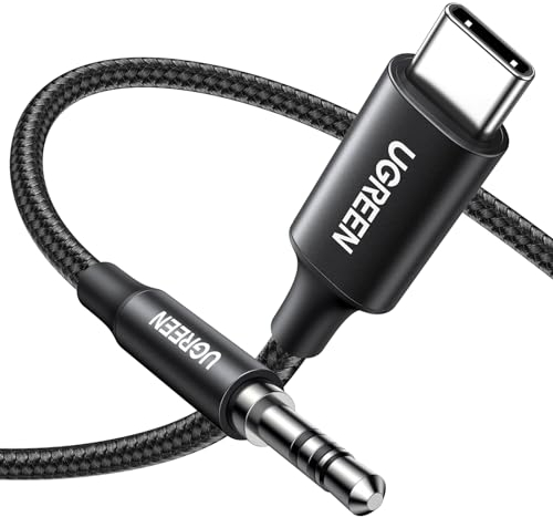 UGREEN 1M Câble USB C Jack 3.5mm TRS Stéréo Auxiliare Voiture Nylon Tressé Compatible avec iPhone 16 Plus Pro Max 15 iPad Galaxy S24 S24 S23 A55 Pixel 9 8 7 Adaptateur Casque Type C Audio DAC (Noir)