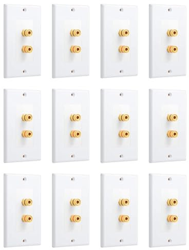 JAYU 12 Packungen Single Gang 1.0 Lautsprecher Kabel Wand Platte (Bananen Stecker Wand Platte) für 1 Lautsprecher, Weiß