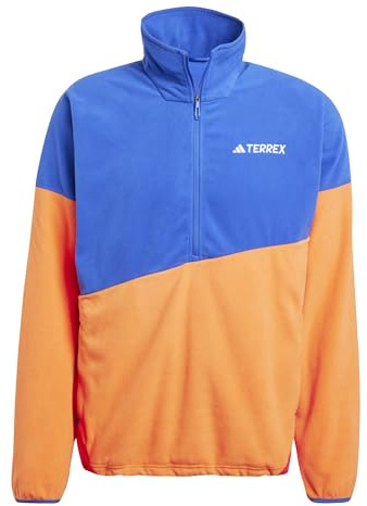adidas Herren Terrex Multi Climawarm Fleece Anorak, Semi Lucid Blue/Semi Impact Orange/Pure Ruby, XL