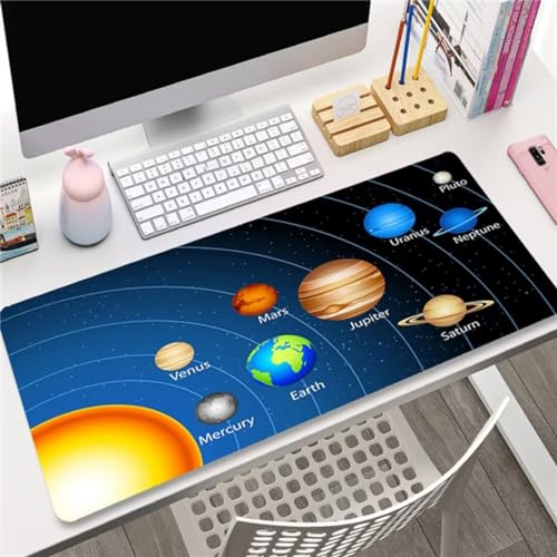 XXL Gaming Mauspad 600x300x2mm Erweiterte Groß Mousepad Schreibtisch Pad, genähte Kanten Mauspad, langlebig,Rutschfester Gummiboden, Widerstandsfähig für PC Gamer Büro Weltraum Sonnensystem