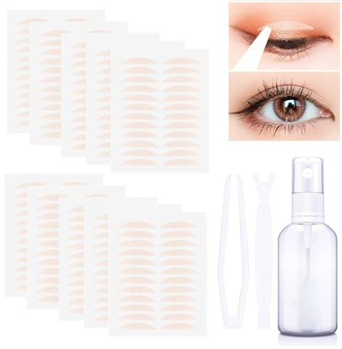 240PCS Eyelid Eyelid Lift Strips, Invisible Water Activated Eyelid Lifter Strips | Breathable Glue-free Double Eyelid Sticker, Mesh Eye Lift Tape with Spray & Tweezers for Heavy Hooded & Droopy Lids