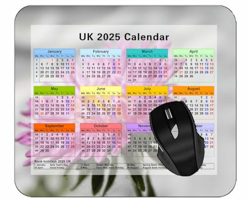 YENDOSTEEN Gaming Mouse Pad 2025 Year Calendar with Holidays,Cloud Stars Ocean Anti-Slip Rubber Mousepad with Durable Stitched Edges Type234