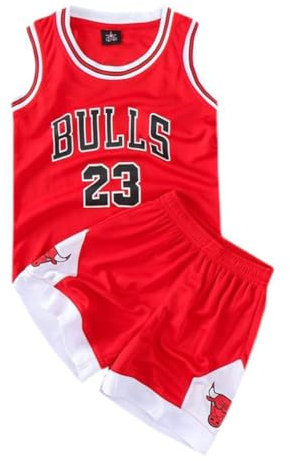 FASIOHDIO Basketball Trikot Set für Kinder - 2 Stücke, Jungen und Mädchen, Rot, 8-10 Jahre