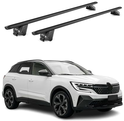 OMAC Dachträger für Renault Austral 2022-2026 Aluminium Schwarz | TÜV geprüft, bis 100 kg Traglast, T-Nut-Befestigung, für integrierte Dachreling geeignet, Querträger, Grundträger