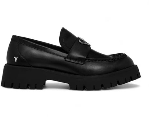 Windsorsmith Damen-Schuhe aus Schwarzem Leder mit klobiger Plateausohle – Throne