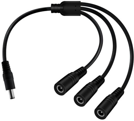 HuaLiSiJi DC Splitter 12V 24V 1 mâle 3 Femelle DC Câble D'extension Prise DC 5,5mm x 2,1mm Connecteur pour Appareils de Surveillance, Routeurs, Ordinateurs Portables, etc (1 Mâle 3 Femelle, 70 CM)