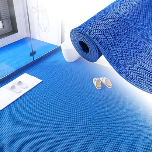 CTREVL Tapis de Sol Antidérapant pour Zone Humide Commerciale, Rouleau de Tapis pour Zone Humide Intérieure et Extérieure, Tapis Antidérapant de Drainage en PVC pour Piscine, Douche, Salle de Bain(Ble