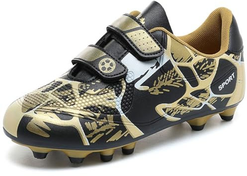 BAODLE Zapatos de fútbol para niños FG Profesionales al Aire Libre Fútbol de Zapatos de niño TF Apatos de Entrenamiento fútbol de Teenage Spike Negro Oro EU 31