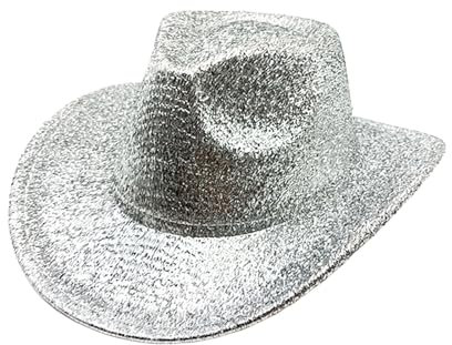 Glitzer Bühnenhut Western-Cowboyhut Breite Krempe Western-Cowboyhut Für Damen Herren Pailletten Cosplay Cowboyhüte Für Damen Mädchen Fedora-Hut Party Hüte Zubehör Für Rave Party (Silver1, M)