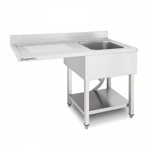 Plonge Professionnelle 1 Bac Inox 120x70 cm – Meuble Évier avec Emplacement Lave-Vaisselle – Idéal Restaurant, Cuisine CHR, Traiteur – Équipement Robuste et Hygiénique – Equipementpro