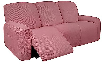 Copridivano elasticizzato per divano reclinabile per soggiorno, rosa, a 3 posti, copridivano elasticizzato