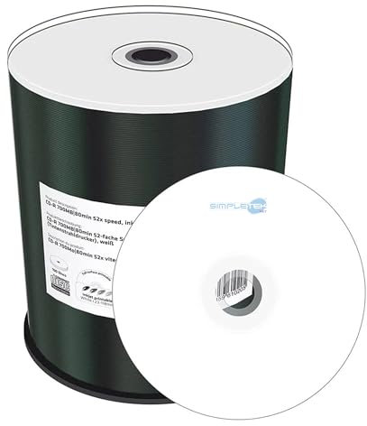 SIMPLETEK - 100x CD-R CD MR203 Vergini Campana Cake da 700MB 80min 52x 48-203-20241022 (100 pezzi)