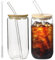 Leikurvo Juego de 2 vasos de té de burbujas, vasos de 500 ml con 2 tapas, 2 pajitas y 1 cepillo, vasos de cristal con tapa, vasos para café helado, cócteles, batidos, cervezas