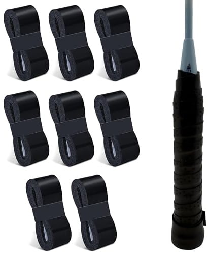 MingFontec 8 Stück Tennis Griffband, Griffband badmintonschläger Selbstklebend Griffband, Anti-Rutsch Griffband für Tennisschläger, Badminton, Squash Schläger (schwarz)