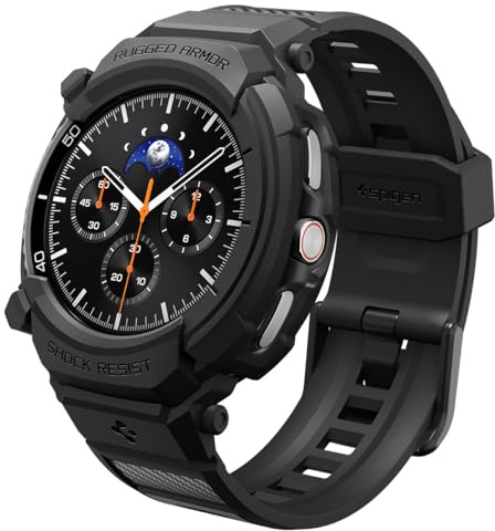Spigen Rugged Armor Pro Case with Strap Band Compatible with Samsung Galaxy Watch 8 Classic 46mm (2025) - Matte Black